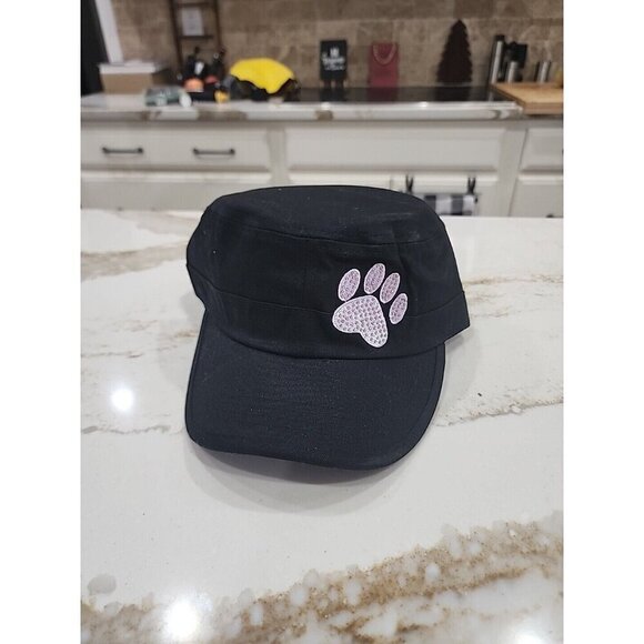 Bling Purple Paw Black Hat Military Cap Cotton NWOT Women's Adjustable - Picture 7 of 10